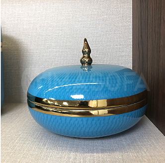 Andrea - Lọ hoa thấp  màu xanh dương có nắp