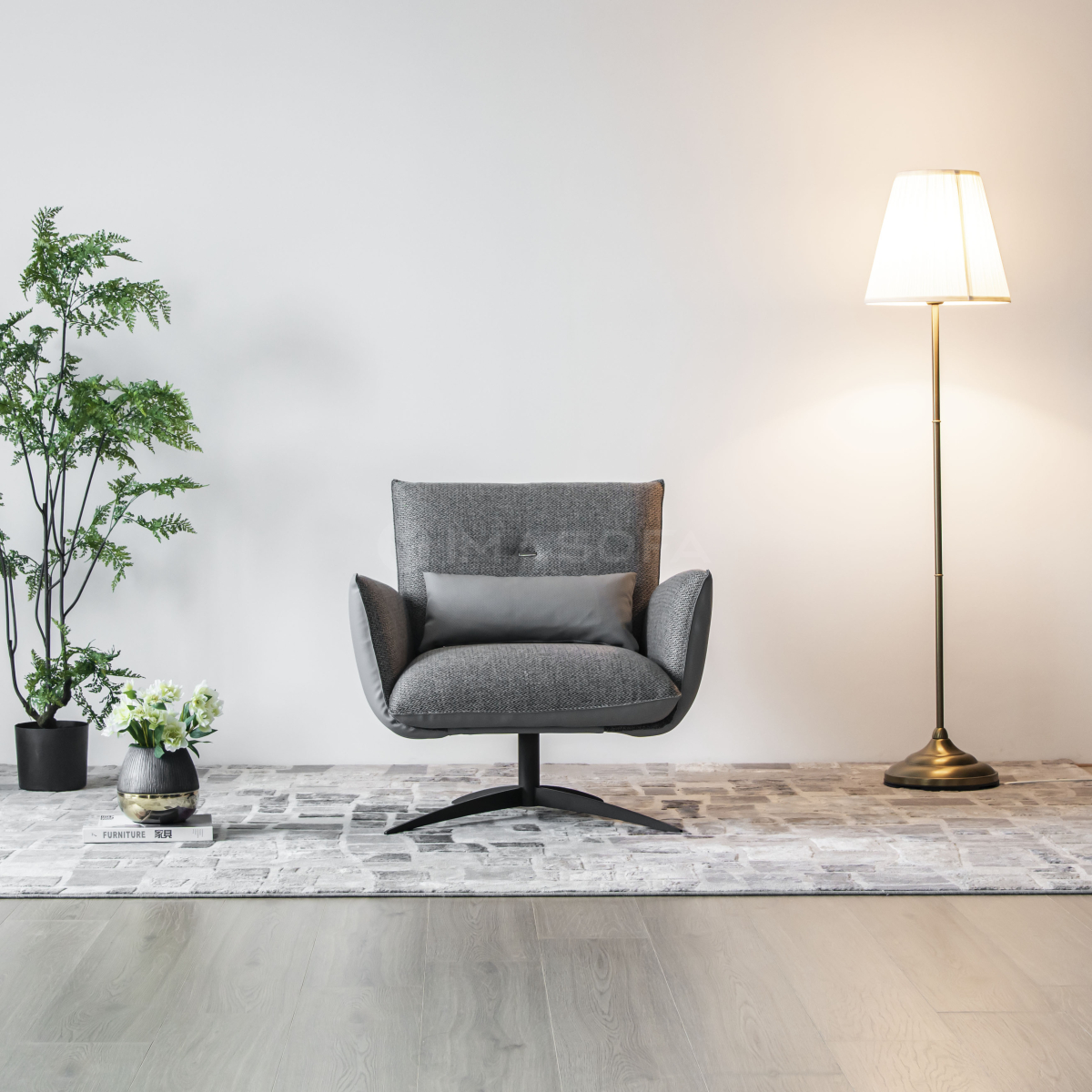 Ghế nghỉ Dandy da bò nhân tạo màu xám đậm
