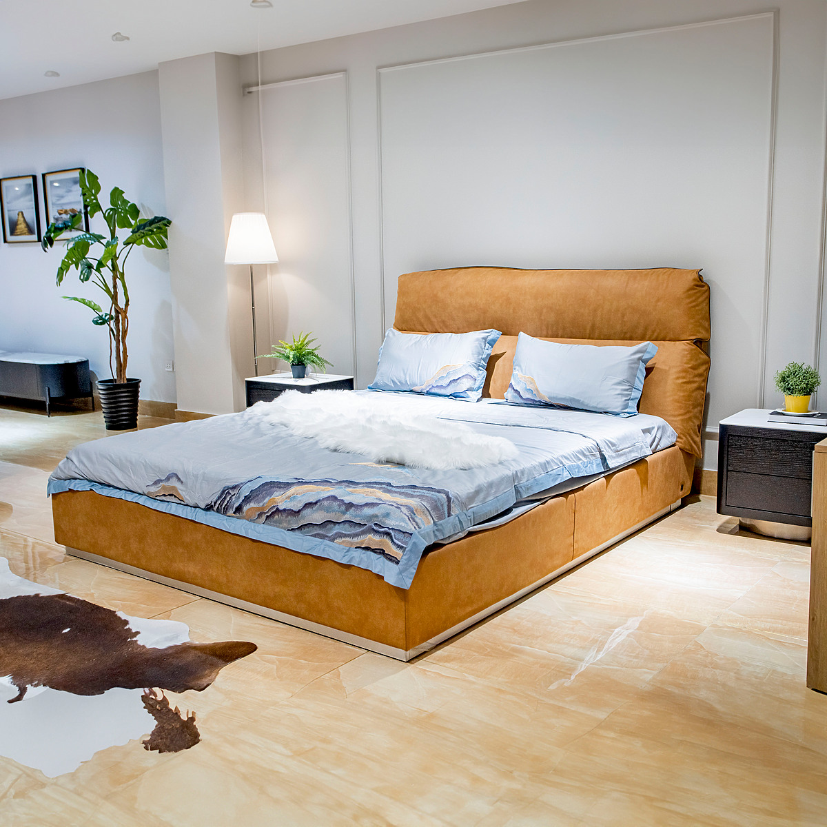 Giường Grand da carson màu da bò