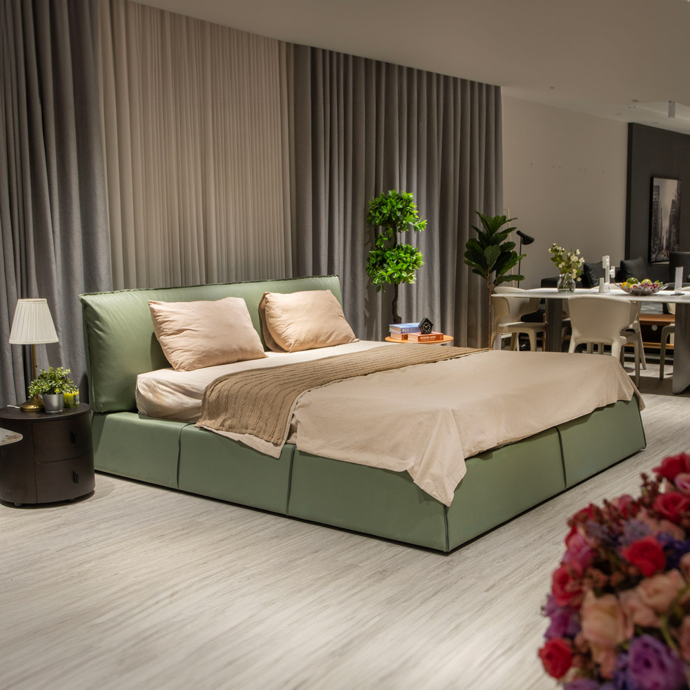 Giường Paris da carson màu xanh lá