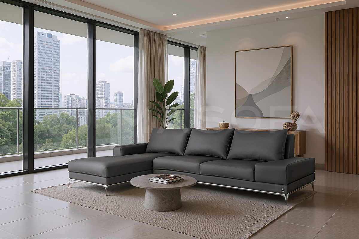 Jamil - Sofa góc L da nhân tạo