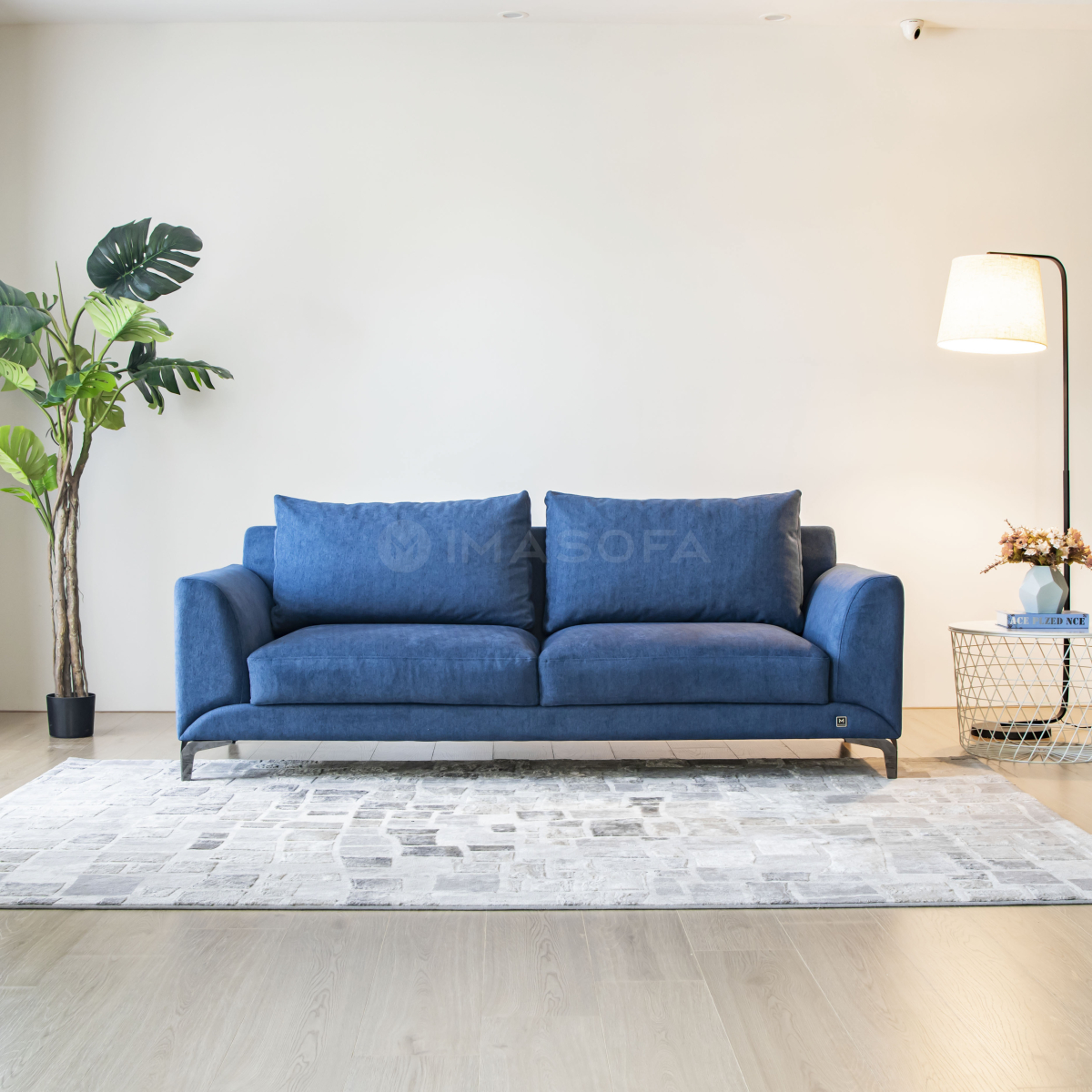 Sofa băng Famigo vải màu xanh dương