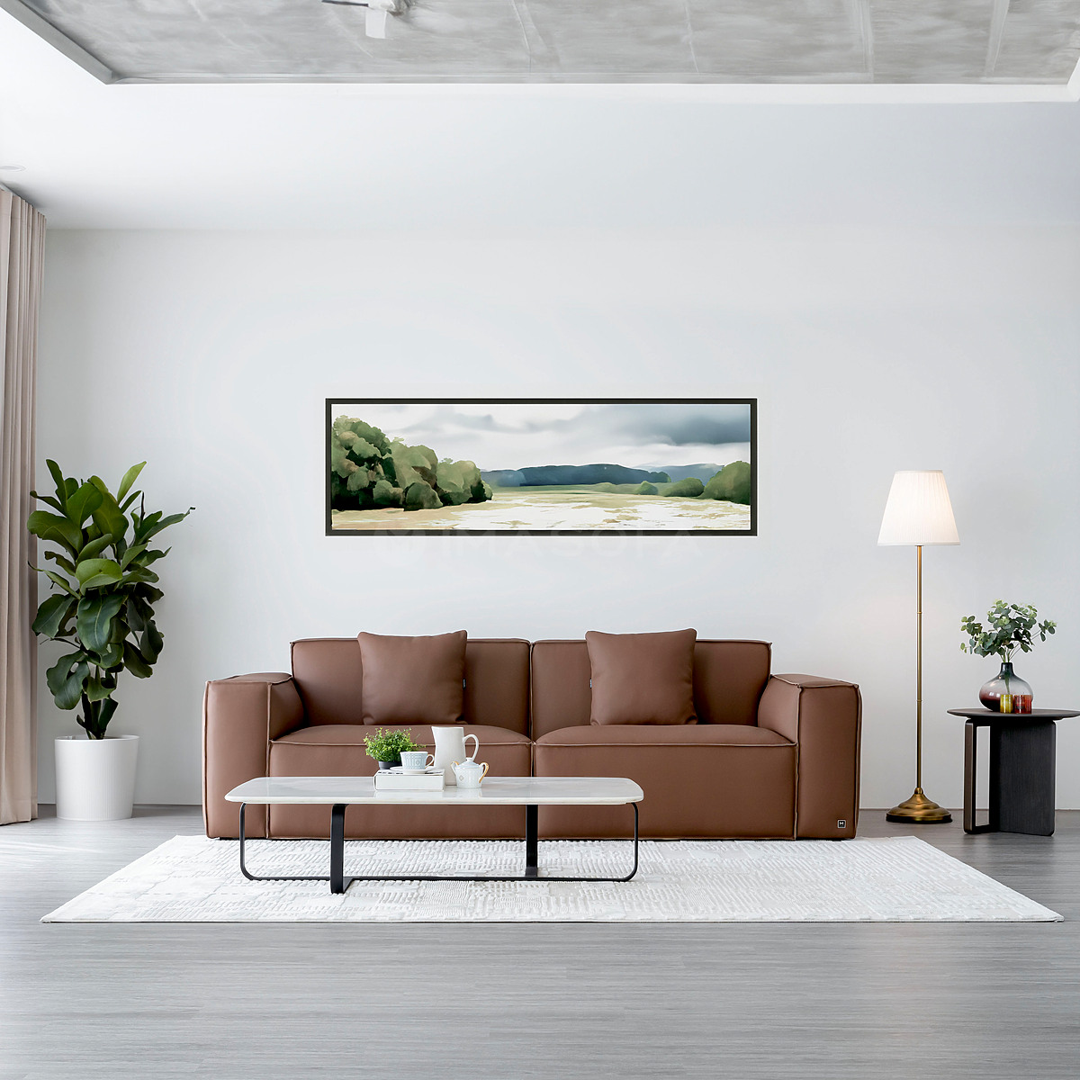 Sofa băng Terni da bò tự nhiên màu nâu