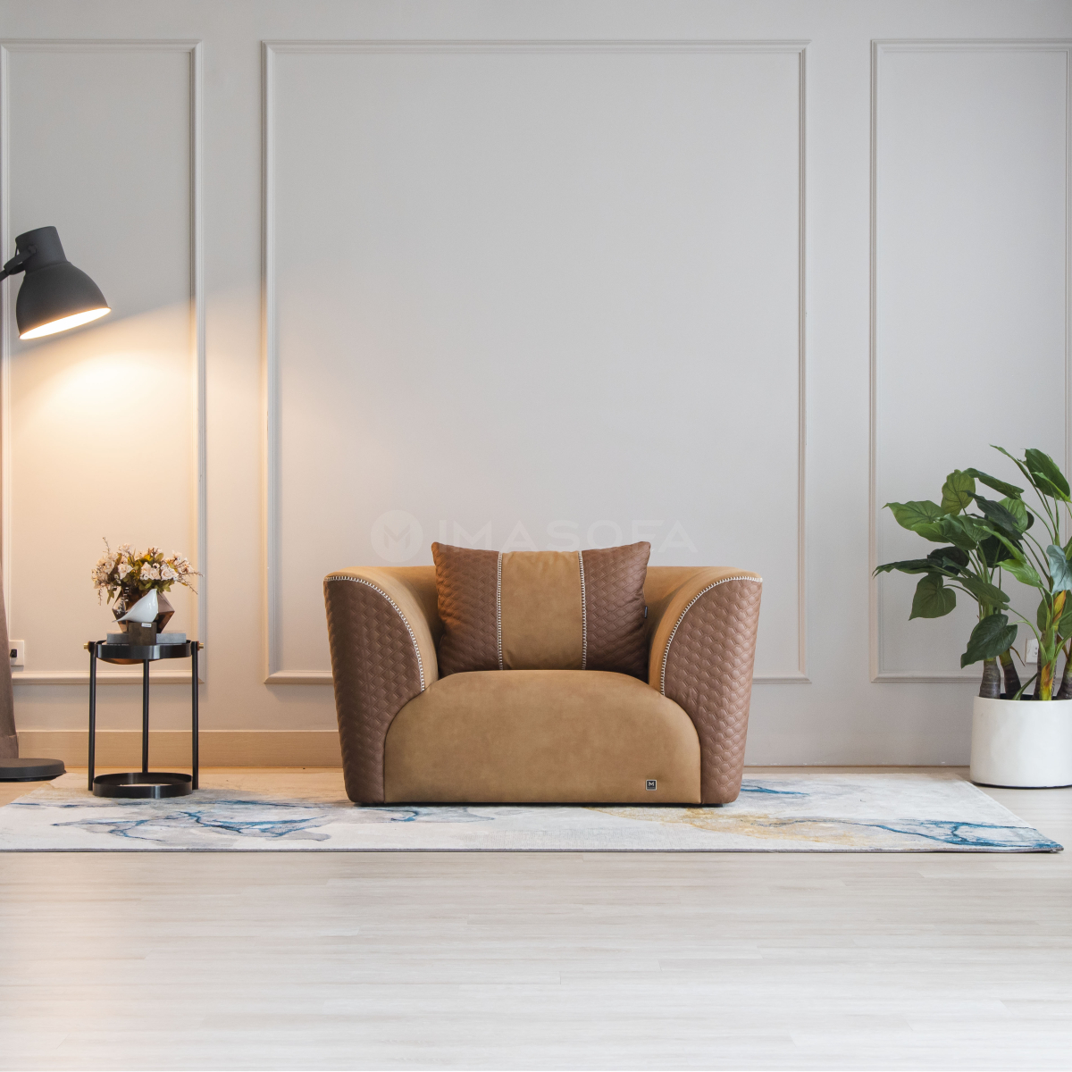 Sofa đơn Verona da bò nhân tạo màu da bò